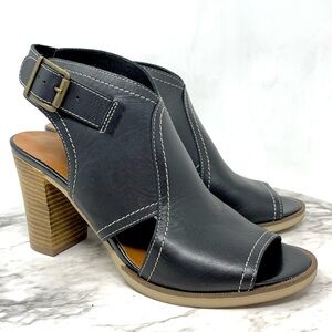 Bella Vita Black Leather Slingback Sandals 8.5 Italy Classic Bohemian Minimalist